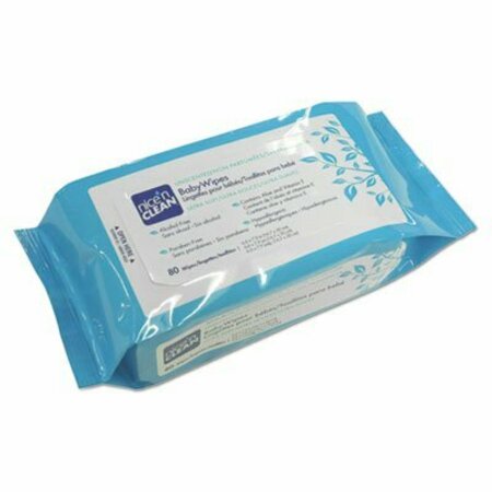 NICE-PAK PRODUCTS SaniPro, NICE 'N CLEAN BABY WIPES, UNSCENTED 7.9in X 6.6in, WHITE, 80PK A630FW